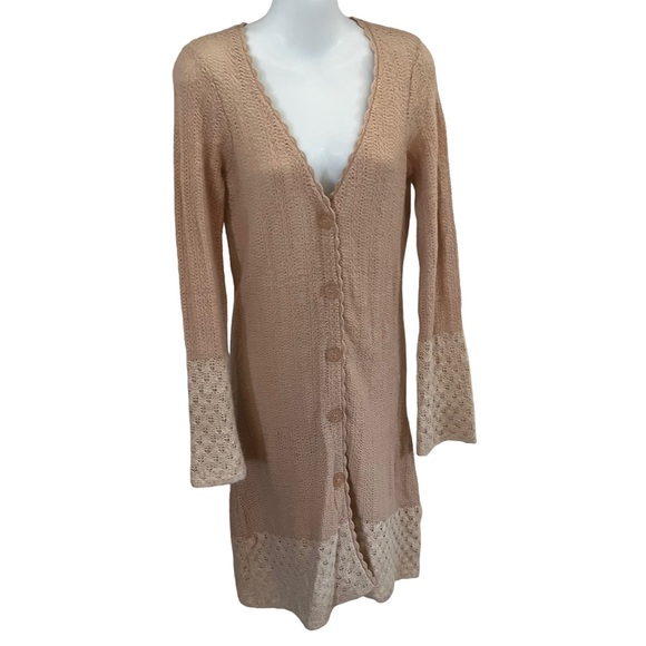 Sleeping on Snow duster cardigan angora lambs wool size small nude/dusty rose - Picture 2 of 15